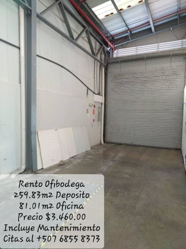 Spacious warehouse with skylight, concrete floor, large rolling door in Río Abajo industrial Panama