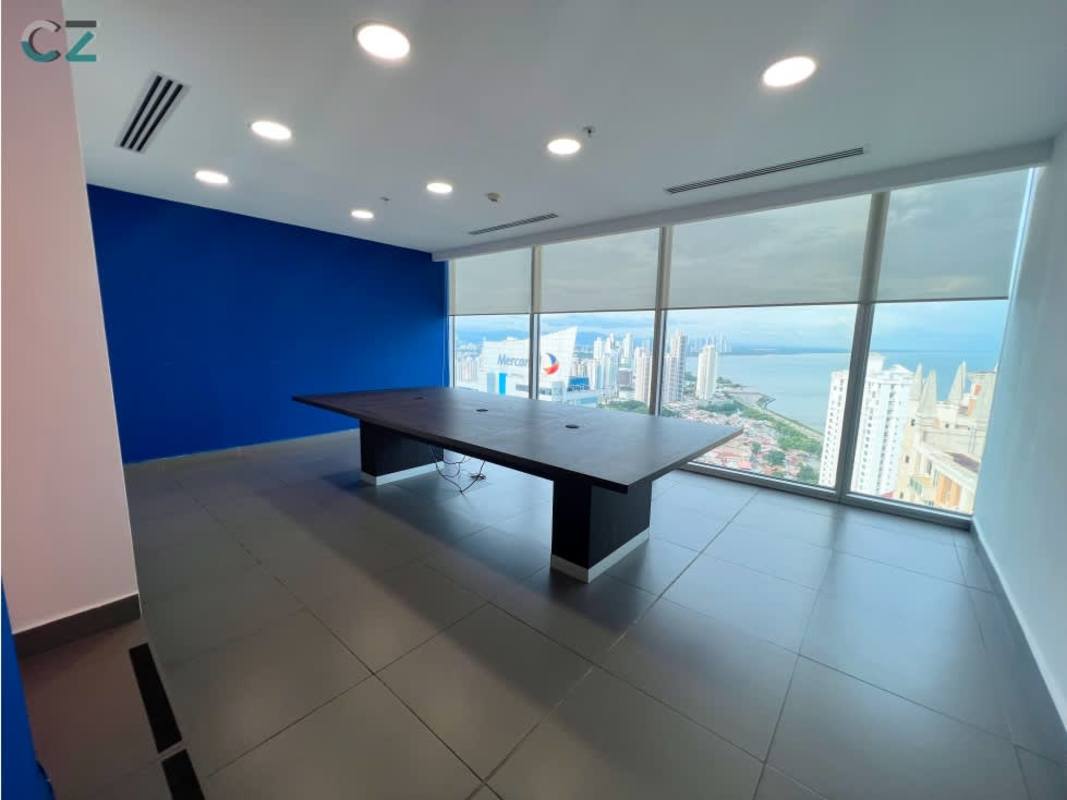 Modern conference room with city and ocean views in Oceania Business Plaza Punta Pacífica Panama