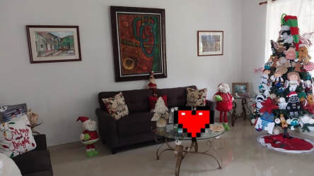Living room decorated for holidays in Panama Pacifico house for sale in Howard