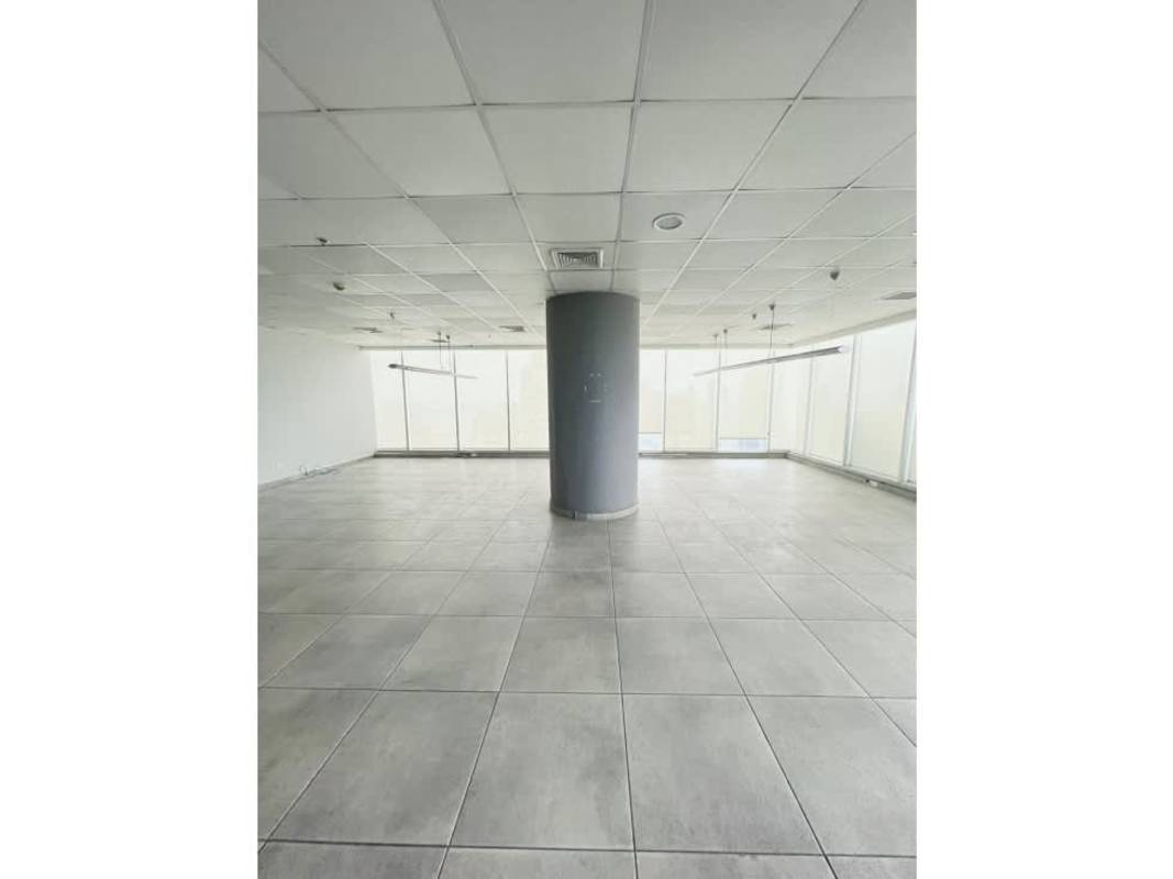 Corporate office space with glass partition and skyline view at F&F Tower Calle 50 Panama