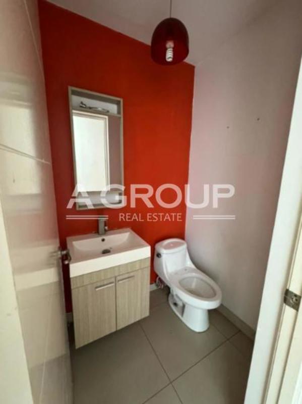 Contemporary small bathroom with accent wall PH Sevilla Costa del Este Panama