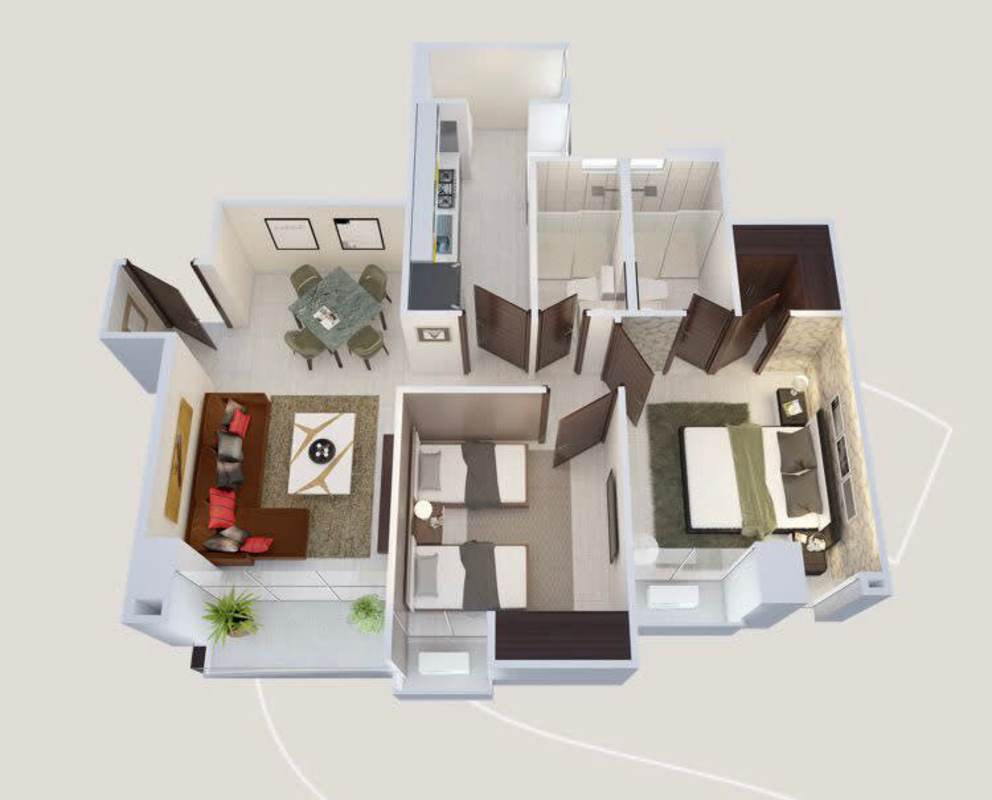 Kitchen with granite counters and stainless appliances in Park Square Rise Tower