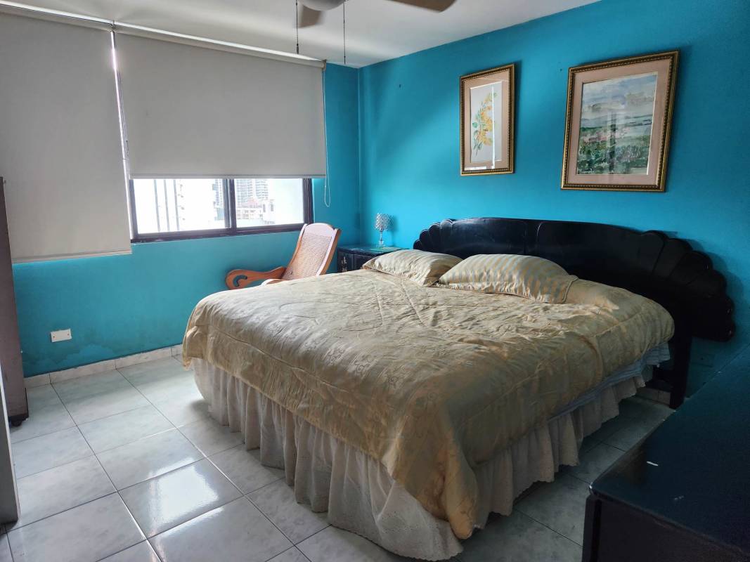 Spacious master bedroom with city view, large window, AC, tile flooring in Residencial Paitilla Punta Paitilla Panama City