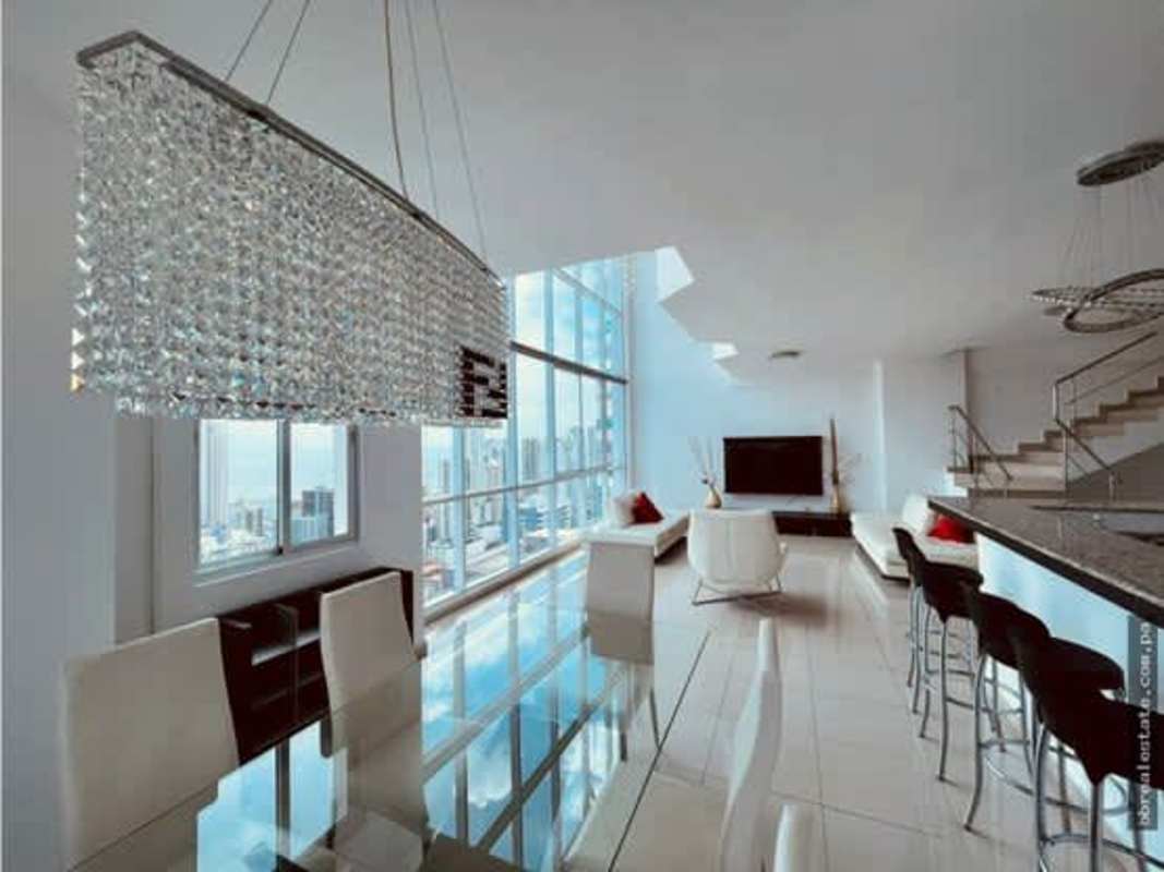 Modern open kitchen with granite island countertops in PH Premium Tower Penthouse San Francisco Panama