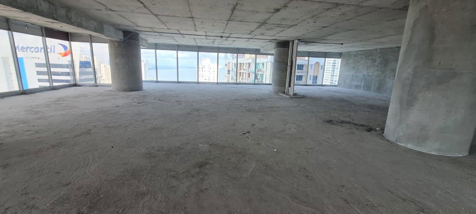 Shell office space with concrete floor and panoramic views Oceania Business Plaza Punta Pacifica Panama