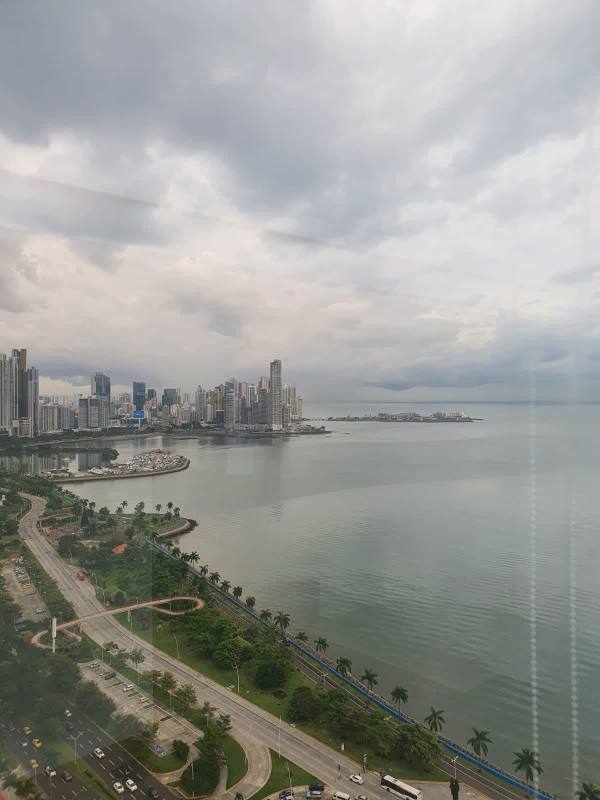 Elegant reception and lobby area with tile flooring at PH BOC in Panama City