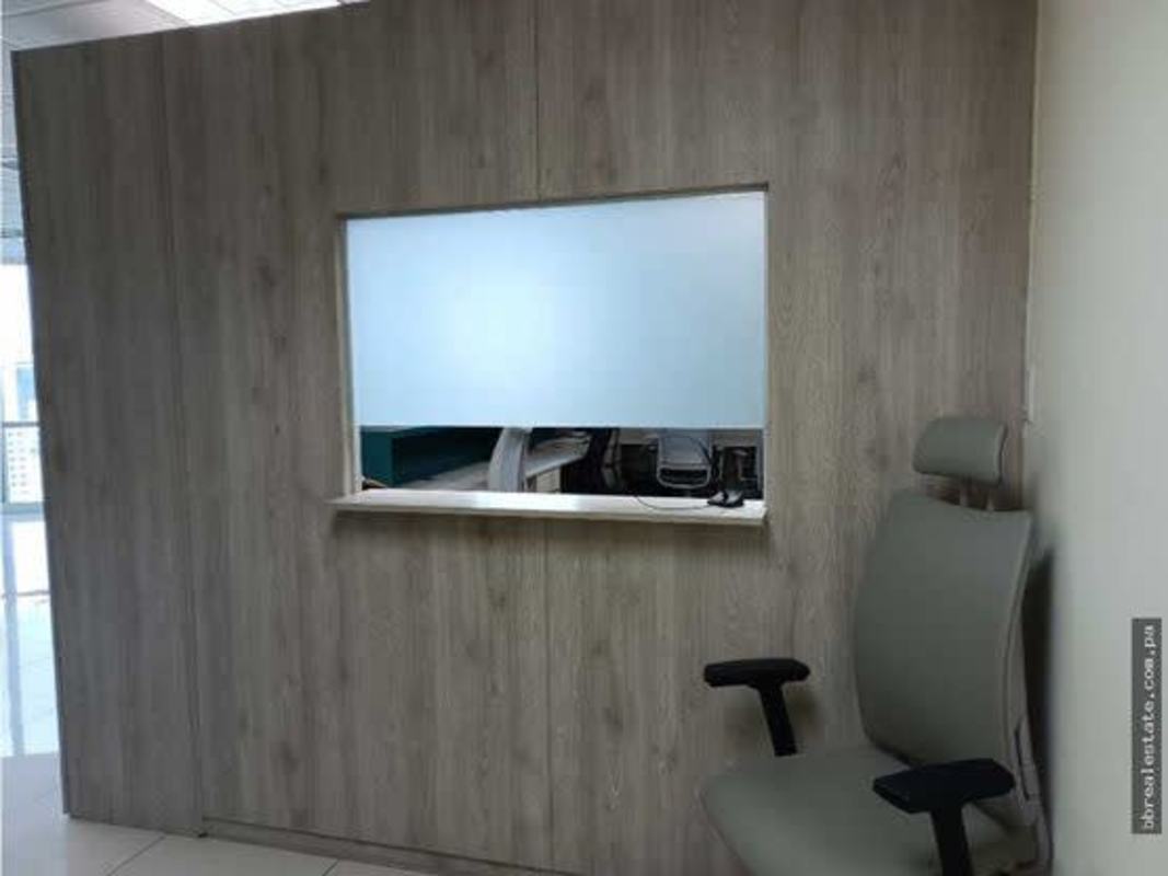 Private office with built-in cabinets and modern furniture in PH Financial Park Costa del Este Panama