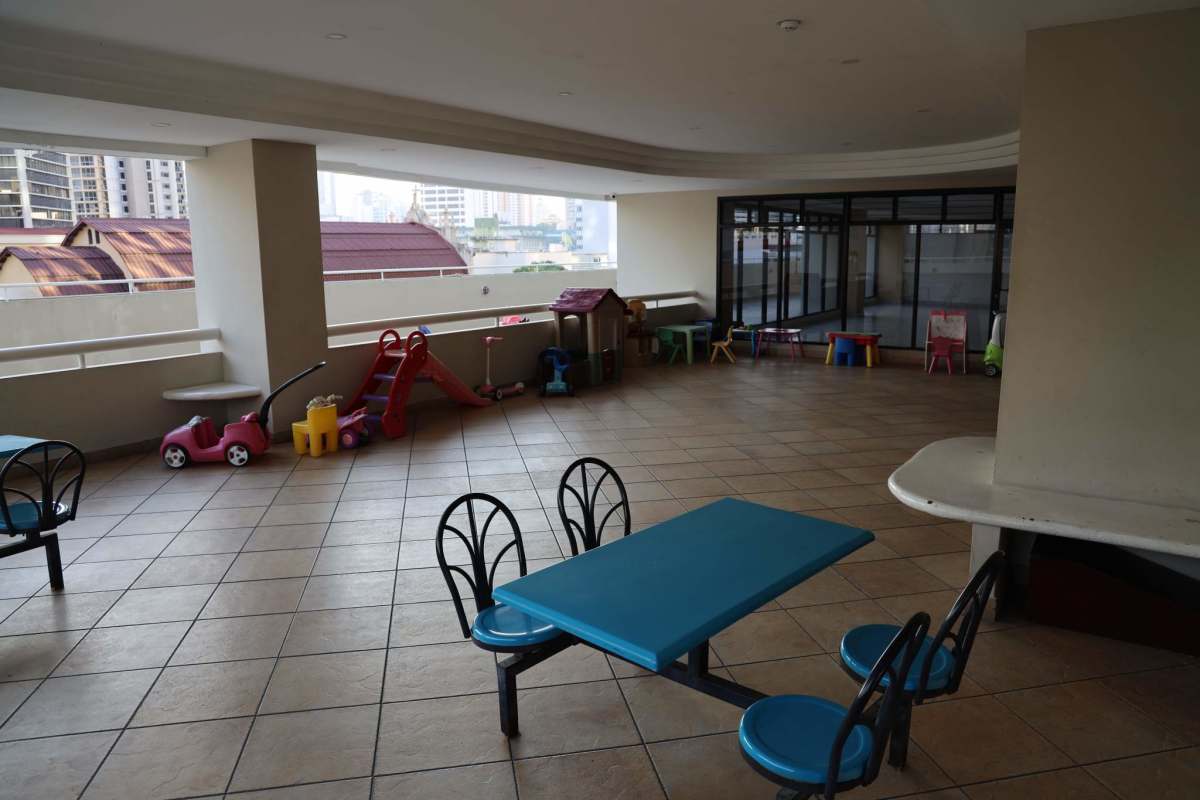 Spacious event lounge bar with tables at PH Brisas Obarrio Panama City