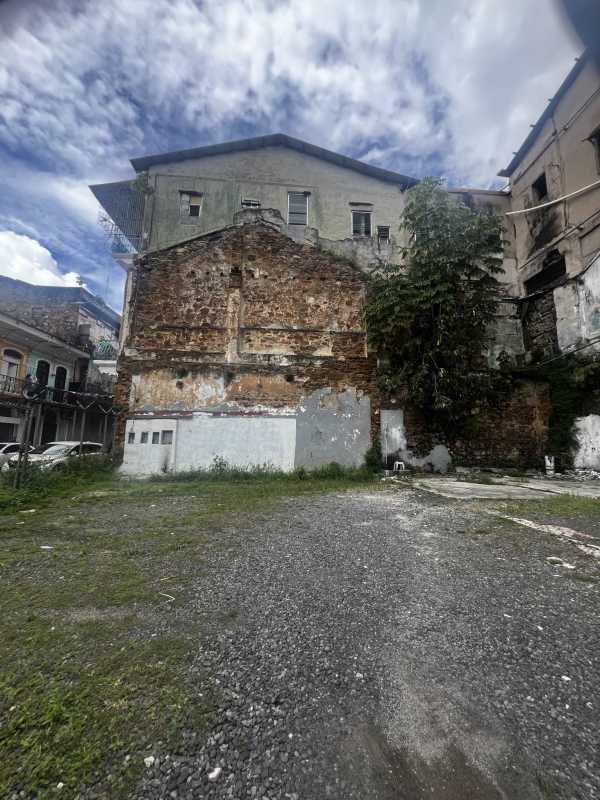 Gravel lot inside colonial structure for redevelopment in Casco Viejo Panama