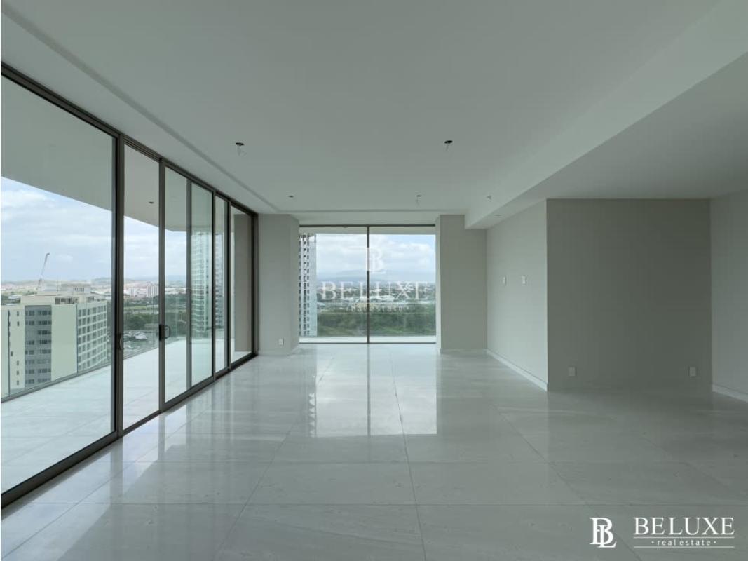 Luxury bathroom with marble, walk-in glass shower and double vanity La Maison Santa María Panama