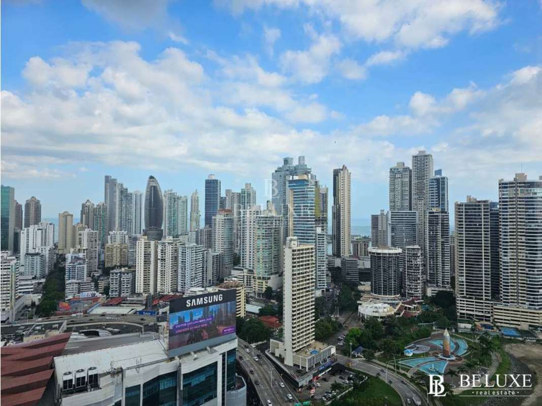 City skyline aerial oceanfront apartment PH Grandbay Avenida Balboa Panama