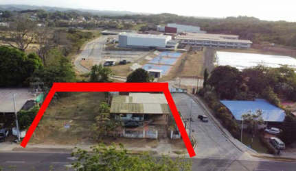 Large cleared development lot bordered by streets, near shopping center Chitre Panama