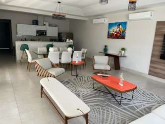 Covered outdoor terrace and private pool overlooking lagoon in Laguna Buenaventura Río Hato Panama