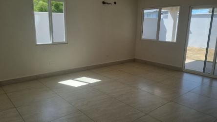 Covered backyard patio in modern Costa Verde house Panama