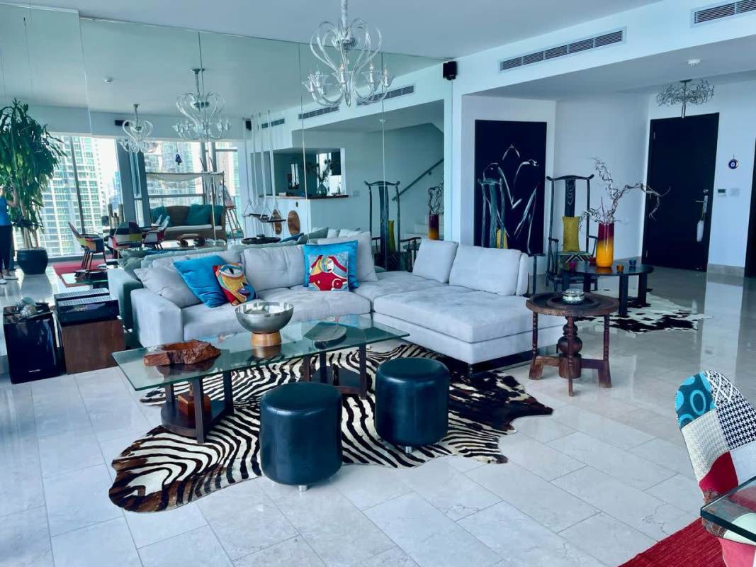 Closed modern kitchen with granite countertops and appliances in Grand Tower Punta Pacifica