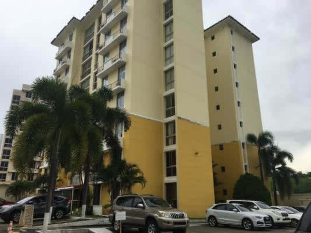 Condominium buildings with balconies and parking area PH McGregor Condado del Rey Panama