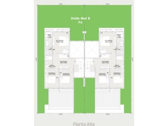 Architectural floor plan of modern sustainable duplex with green yards at IMATERRA Panama Pacifico