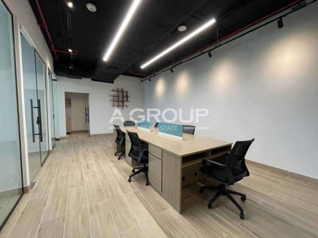 Modern office conference room with wood floors in PH Tower Financial Center Panama City business district