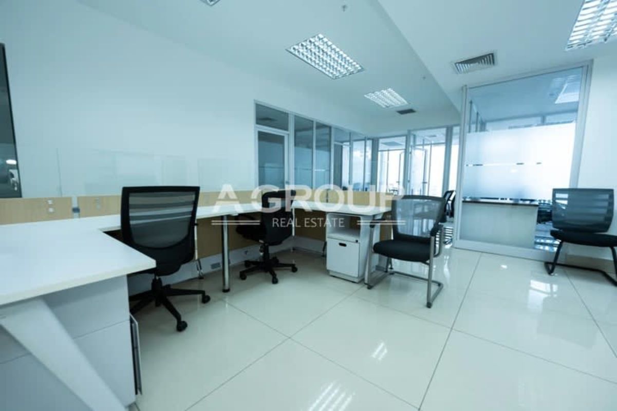 Bright modern office suite with partitions and city view inside BICSA Tower Panama