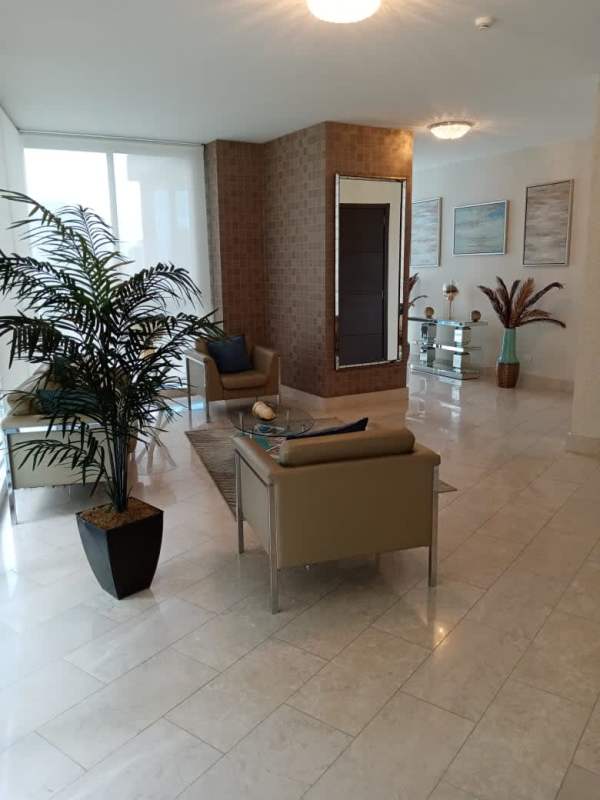 Master bedroom with marble floors, built-in closets and balcony ocean view in Grand Tower Punta Pacifica