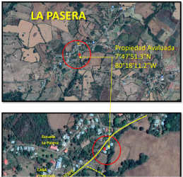 Aerial photo rural land boundary in Guararé Los Santos Panama for sale