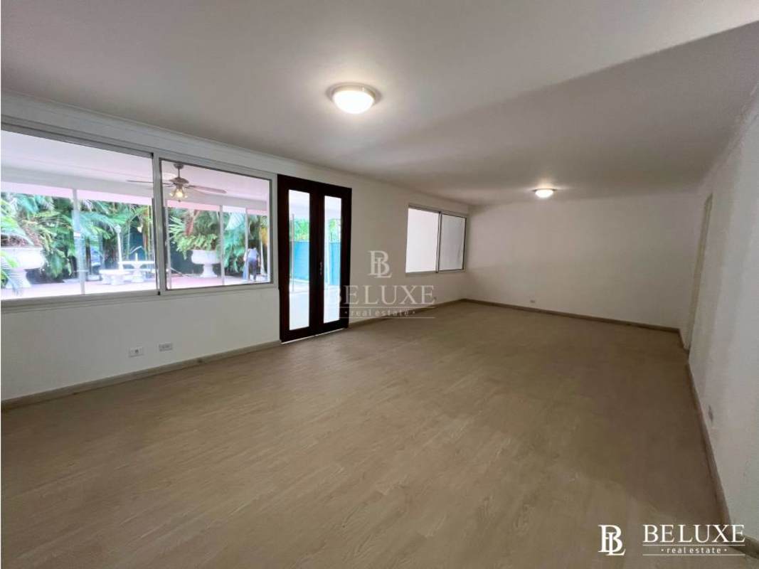 Expansive outdoor tiled terrace and tropical garden ideal for relaxation or events Punta Paitilla Panama