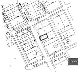 Aerial zoning map displaying Colón’s Barrio Norte neighborhood including property lot boundaries and street grid