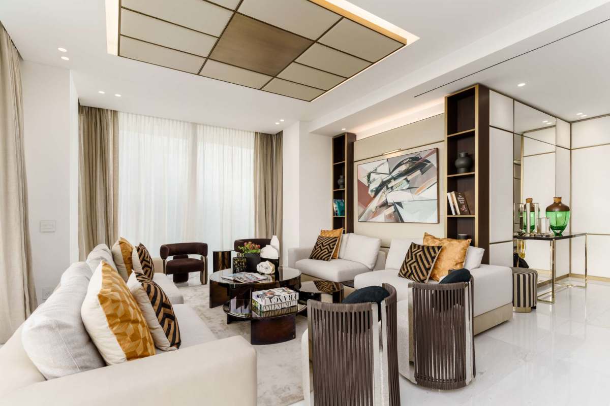 Spacious living lounge modern design open layout Fendi Casa in Santa Maria Panama