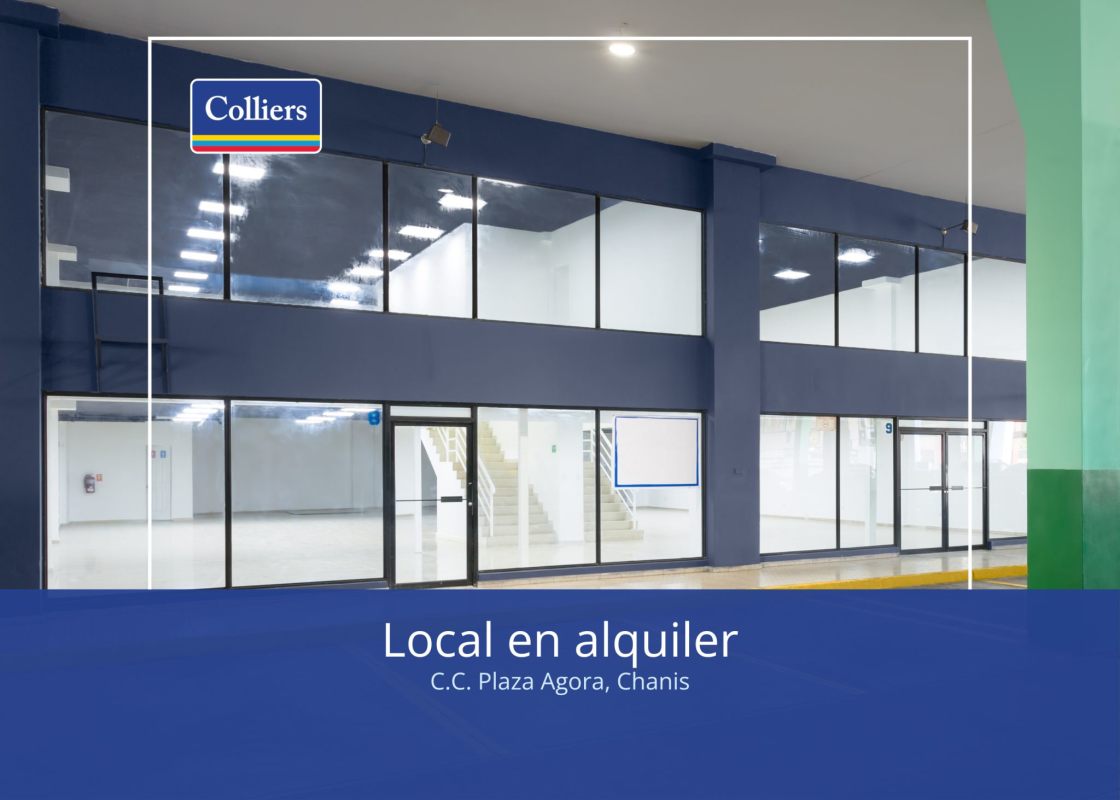 Double-height interior retail space with mezzanine and glass front at Plaza Ágora Chanis