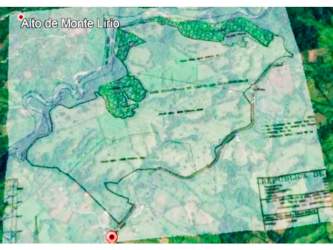 Survey map showing farm borders and river course Chiriqui Alto Monte Lirio