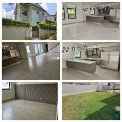 Modern home collage with open kitchen, spacious living room, bedroom, backyard in PH Nativa Panama Pacifico