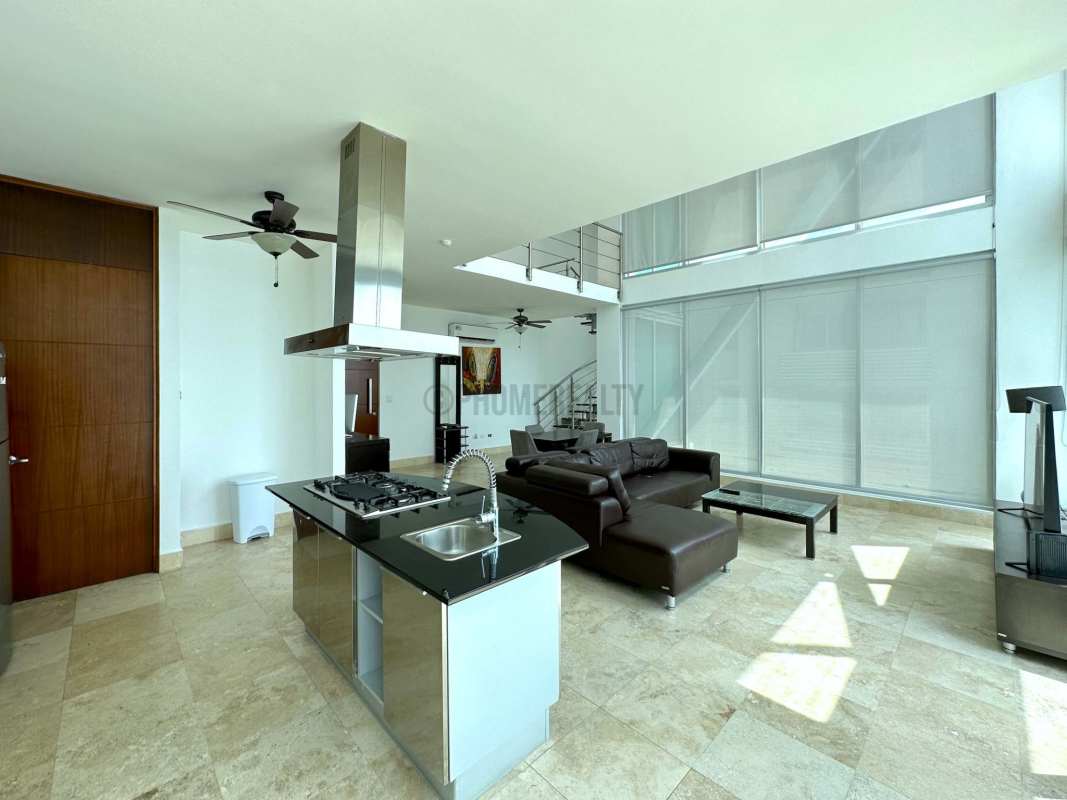 Double-height loft bedroom Pacific Ocean view PH Ocean Club Panama Panama City
