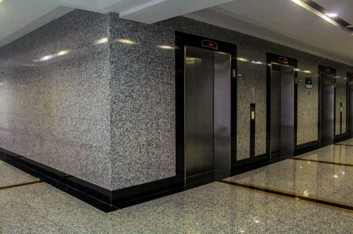 Granite elevator lobby high-rise commercial tower PH BICSA Panama
