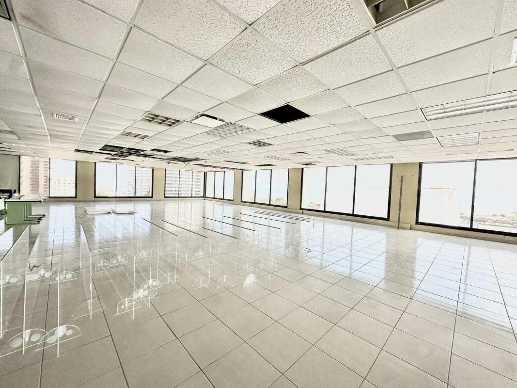 Empty commercial office with tile floors and skyline view Coco del Mar Panama