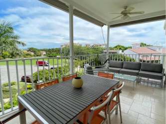 Covered balcony lounge seating with view Puntarena Buenaventura Panama