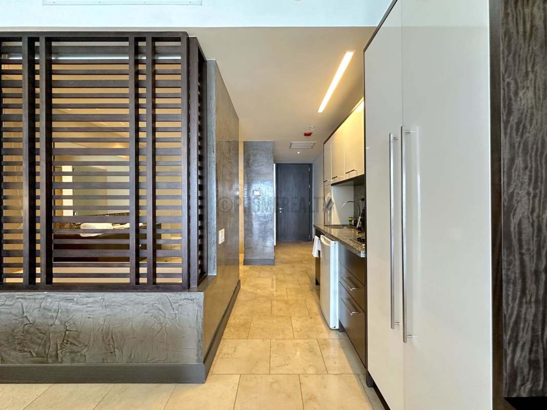 Breathtaking ocean views from upscale studio apartment balcony at JW Marriott Panama