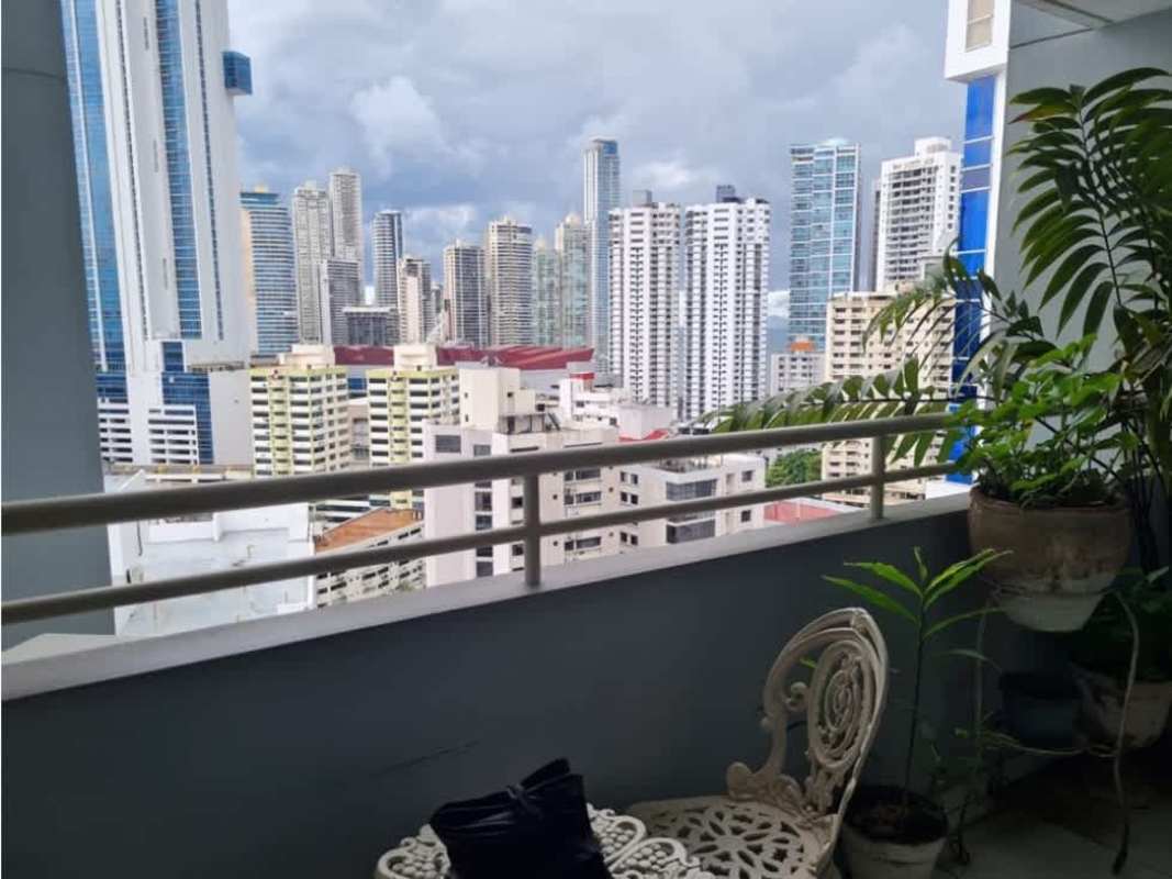 Balcony with glass railing and skyline vista PH Brisas de Marbella Panama City