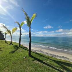 Large furnished terrace private BBQ dining area ocean view Punta Caelo San Carlos Panama rental