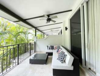 Covered terrace with Pacific Ocean views in Puntarena condo Buenaventura Panama