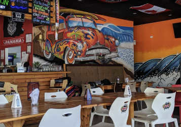 Close-up of beer taps draft system in modern bar Sandbar Playa Coronado Panama