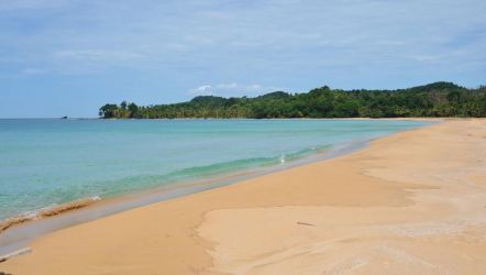 Pristine sandy beach with calm turquoise waters perfect for development in San Blas Panama