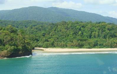 Untouched sandy beachfront along lush natural coastline for development