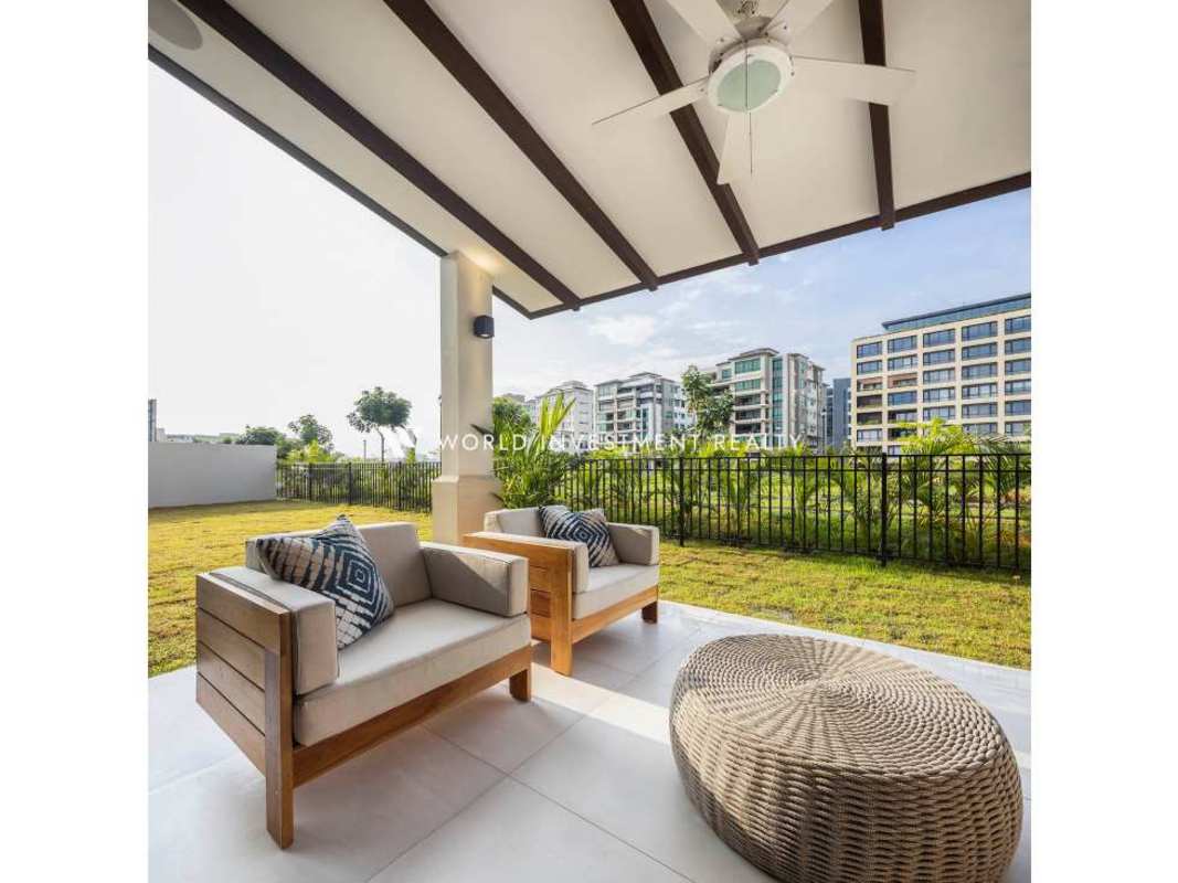 Two-story house with Mediterranean design, driveway and carport in The Woods Santa Maria Panama