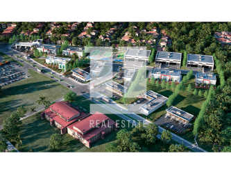 Bird's eye view of modern commercial and residential mixed-use buildings in David Commercial Park Panama