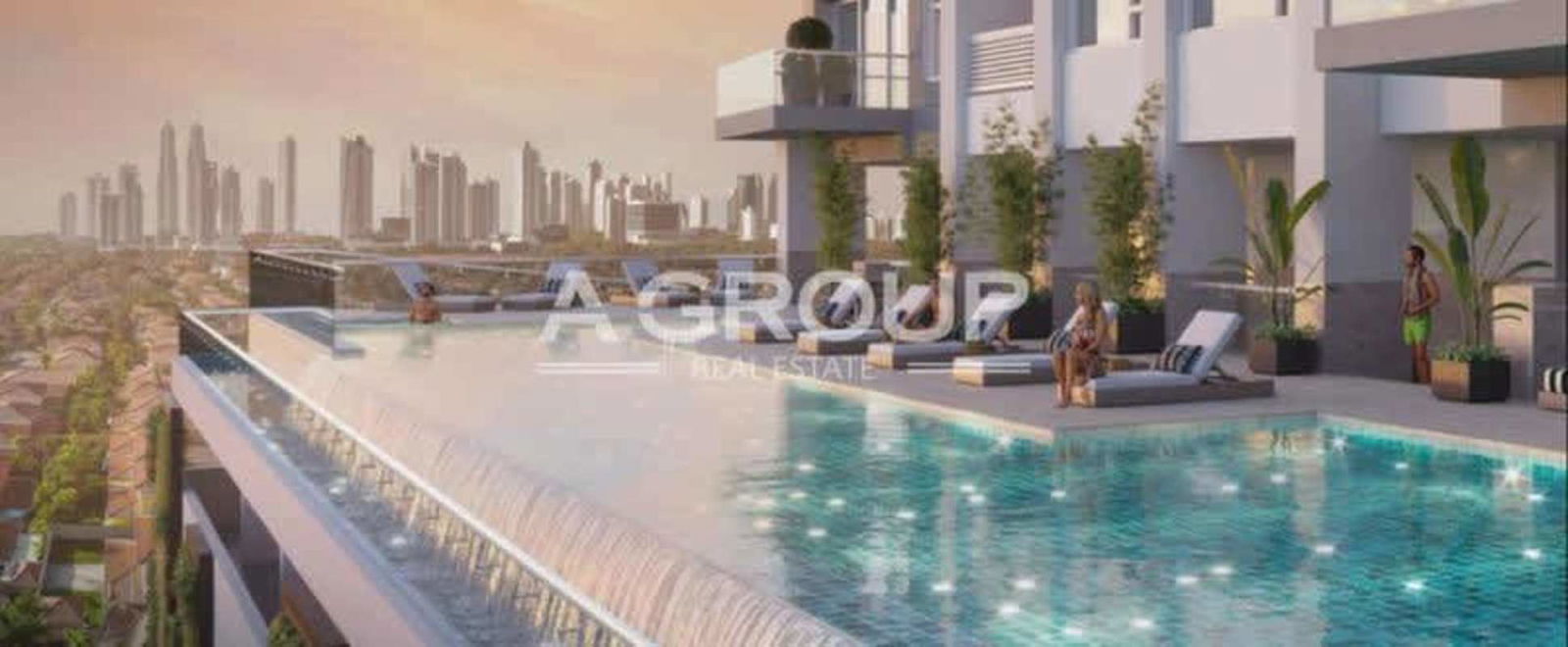 Rooftop infinity pool with city skyline backdrop at Celeste luxury tower Santa Maria Panama