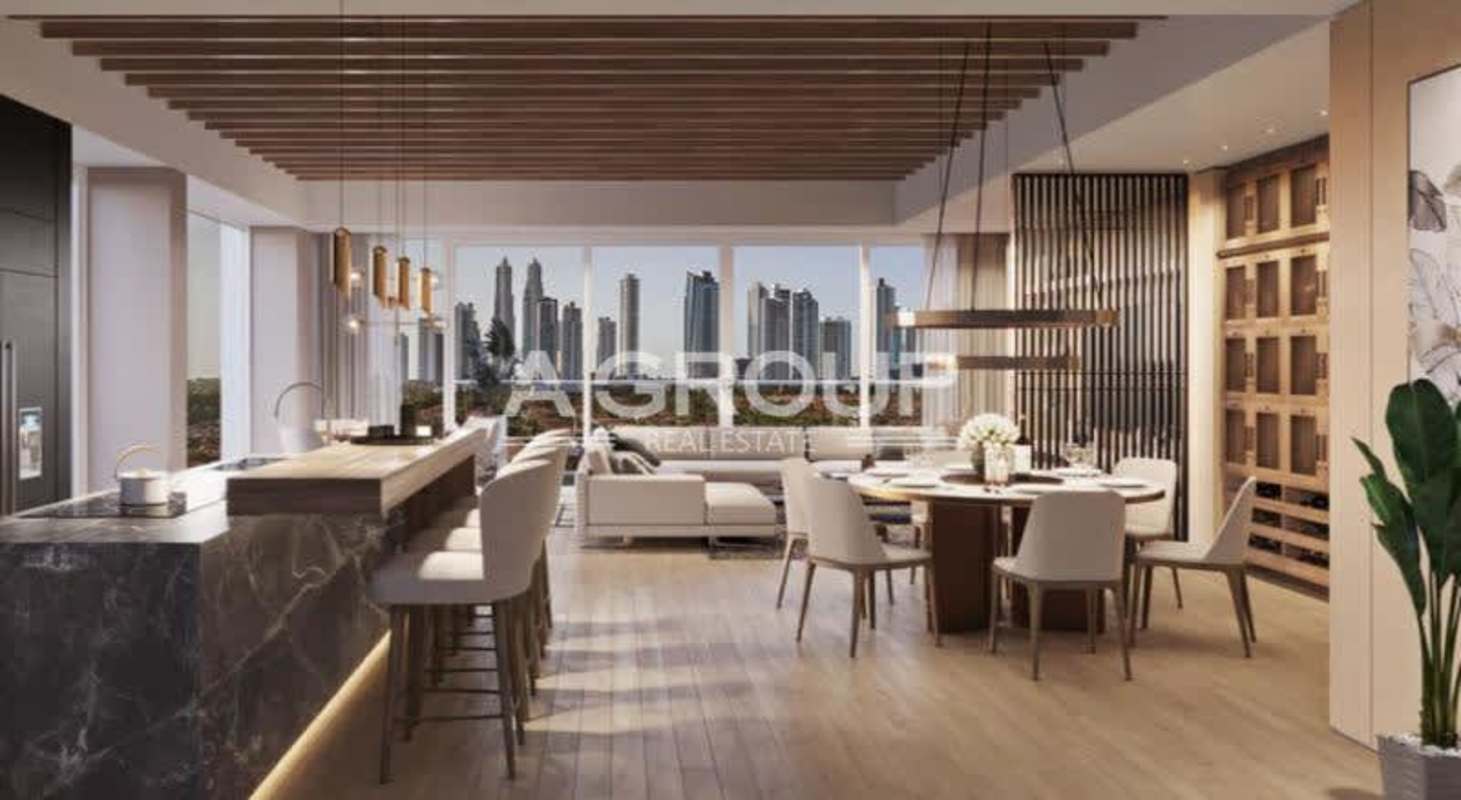 Spacious living dining area with floor-to-ceiling views in luxury penthouse Celeste Santa Maria Panama