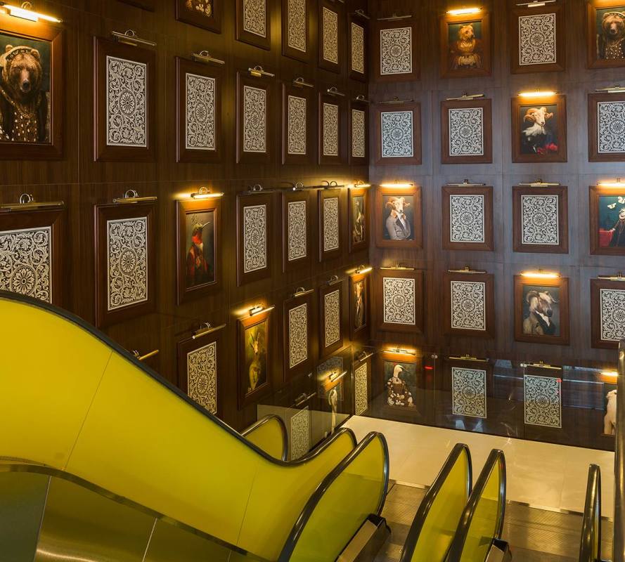 Designer lobby with artistic decor in YOO Panama luxury tower on Avenida Balboa