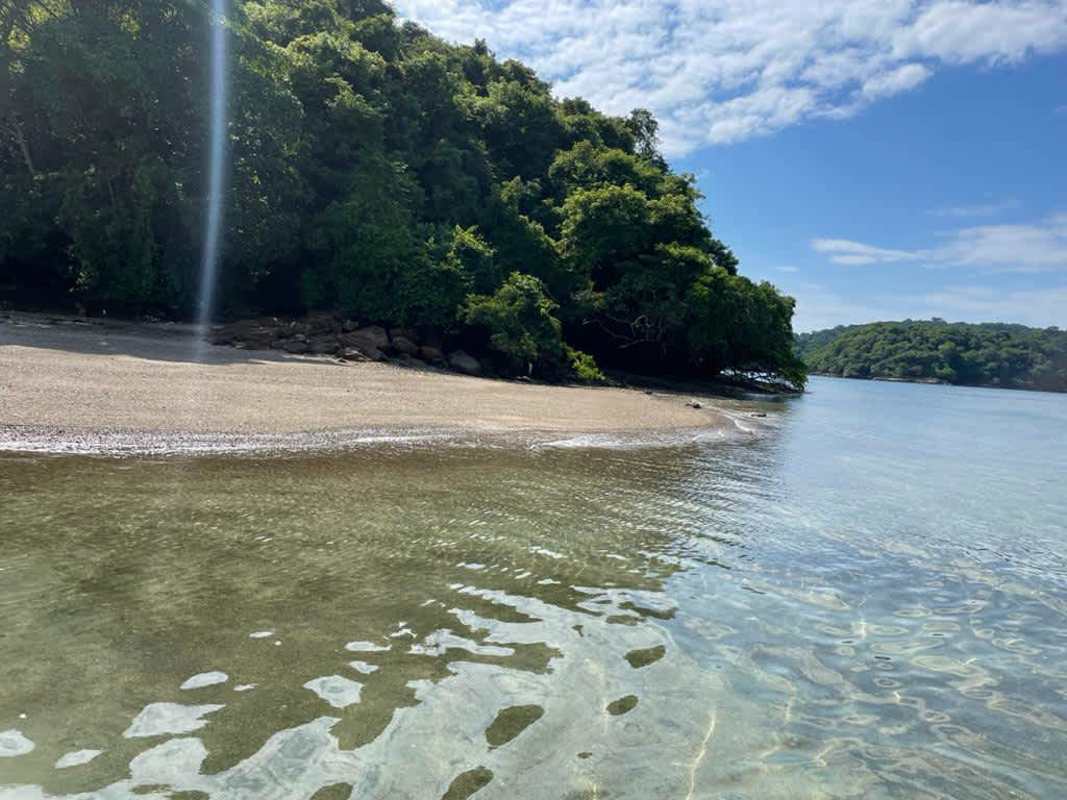 Aerial peninsula forest beach ocean Isla del Rey Las Perlas Panama investment land