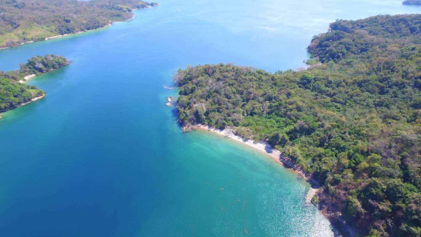 Secluded white sandy beach with turquoise waters on Isla del Rey Archipelago Las Perlas Panama