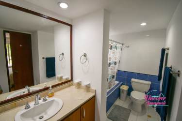 Aerial view of Mediterranean-style villas with private pools along golf course in Costa Blanca Panama